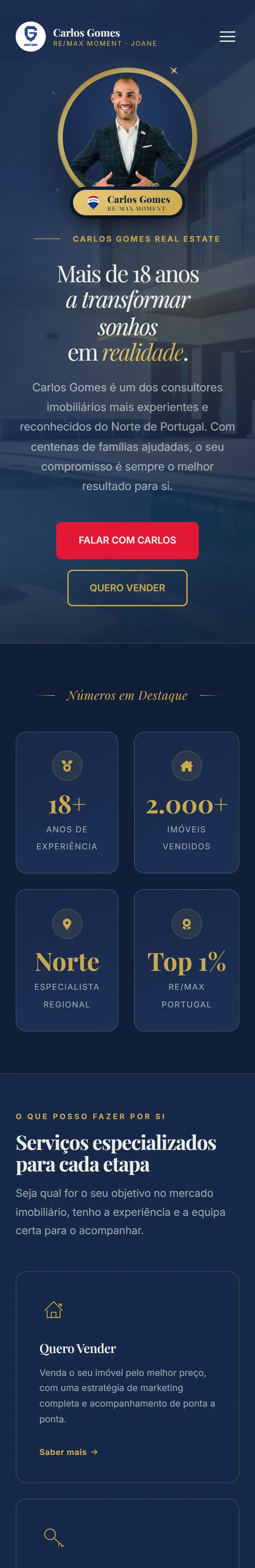 O site do Carlos Gomes, visto no telemóvel