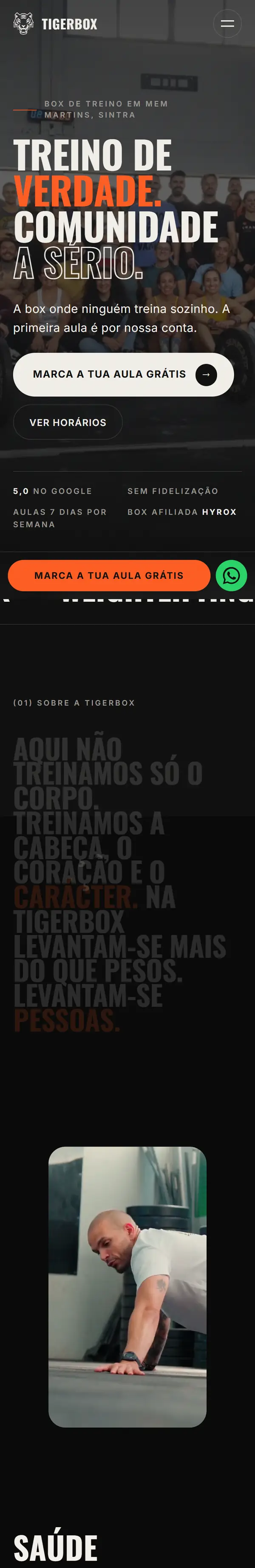 O site da TigerBox, visto no telemóvel